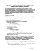 Gap analysis of the common core standards and the Colorado revised academic content standards for mathematics
