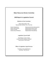 Water Resources Review Committee : 2009 report to Legislative Council