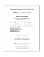 Transportation Legislation Review Committee : 2009 report to Legislative Council