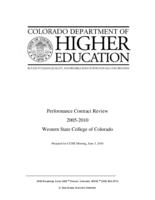 Performance contract review 2005-2010. Western State College of Colorado : prepared for CCHE meeting, June 3, 2010