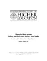 Manual of instructions college and university budget data books