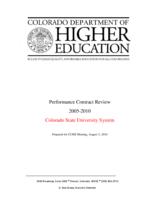 Performance contract review 2005-2010. Colorado State University System : prepared for CCHE meeting, August 5, 2010