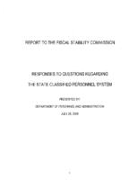 Report to the Fiscal Stability Commission : responses to questions regarding the state classified personnel system