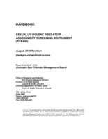 Handbook : Sexually Violent Predator Assessment Screening Instrument (SVPASI): background and instructions