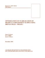 Optimization of stabilization of highway embankment slopes using driven piles, phase I