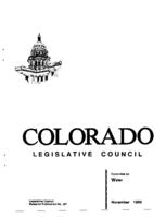 Recommendations for 1990 : Committee on Water, Legislative Council, report to the Colorado General Assembly