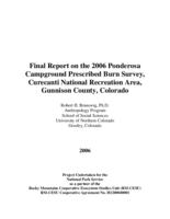 Final report on the 2006 Ponderosa Campground prescribed burn survey, Curecanti National Recreation area, Gunnison County, Colorado