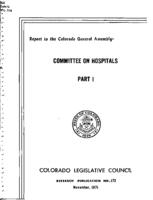 Report of the Committee on Hospitals : Legislative Council report to the Colorado General Assembly
