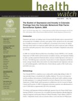 The burden of depression and anxiety in Colorado : findings from the Colorado Behavioral risk factor surveillance system, 2008