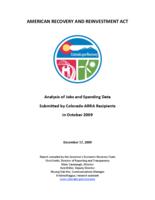 American Recovery an Reinvestment Act : analysis of jobs and spending data submitted by Colorado ARRA recipients in October 2009