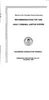 Recommendations for 1988 : Legislative Council report to the Colorado General Assembly