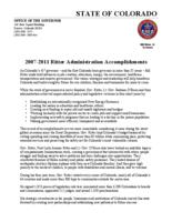 2007-2011 Ritter administration accomplishments