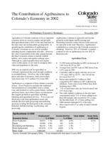 The contribution of agribusiness to Colorado's economy in 2002 : preliminary executive summary