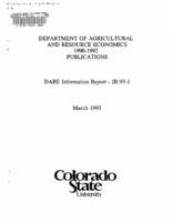 Department of Agricultural and Resource Economics 1990-1992 publications