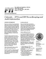 Colorado, IFTA and IRP recordkeeping and audit information