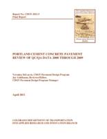 Portland cement concrete pavement review of QC/QA data 2000 through 2009