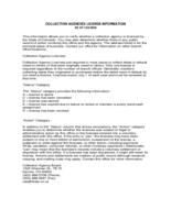 Collection agencies license information as of 10/8/2009