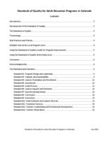 Standards of quality for adult education programs in Colorado