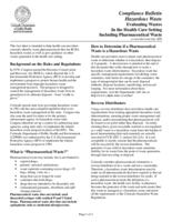 Evaluating wastes in the health care setting including pharmaceutical waste