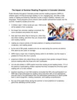 The impact of summer reading programs in Colorado libraries