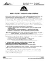 Models for early childhood literacy programs