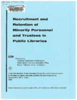 Recruitment and retention of minority personnel and trustees in public libraries