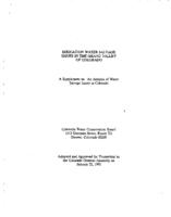 Irrigation water salvage issues in the Grand Valley of Colorado : a supplement to An analysis of water salvage issues in Colorado