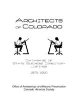 Architects of Colorado : database of state business directory listings 1875-1950