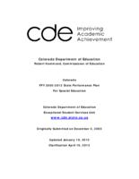 Colorado FFY 2005-2012 state performance plan for special education