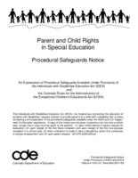 Parent and child rights in special education : procedural safeguards notice