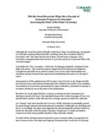 Did the great recession wipe out a decade of economic progress in Colorado? : assessing the state of the state's economy
