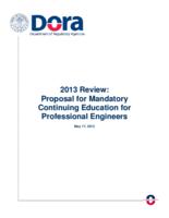 2013 review, proposal for mandatory continuing education for professional engineers