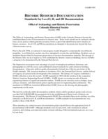 Historic resource documentation : standards for level I, II, and III documentation