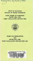 Rules and regulations and water well and pump installation contractors law