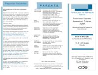 Transitional Colorado Assessment Program (TCAP), Evaluacion del Programa de Transicion del estado de Colorado : del 3 al 10 grados lectura, escritura y matematicas, 5, 8 y 10 grado