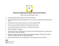 Ideas for strengthening secondary parent/school partners
