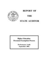 Higher Education personnel exemption process : performance audit