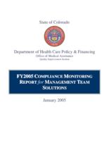 FY2005 compliance monitoring report for management team solutions