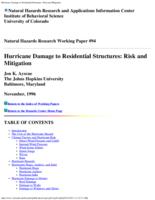 Hurricane damage to residential structures : risk and mitigation