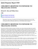Children's response to exposure to traumatic events