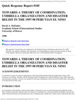 Towards a theory of coordination : umbrella organization and disaster relief in the 1997-98 Peruvian El Nino