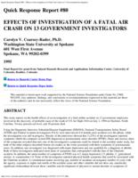 Effects of investigation of a fatal air crash on 13 government investigators