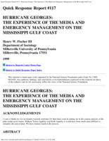 Hurricane Georges : the experience of the media and emergency management on the Mississippi Gulf Coast