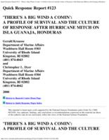 There's a big wind a comin' : a profile of survival and the culture of response after Hurricane Mitch on Isla Guanaja, Honduras