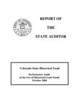 Colorado State Historical Fund performance audit of the use of historical grant funds