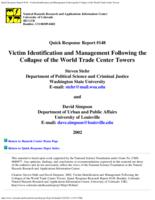 Victim identification and management following the collapse of the World Trade Center Towers