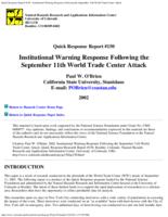 Institutional warning response following the September 11th World Trade Center attack