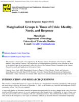 Marginalized groups in times of crisis : identity, needs, and response