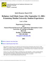 Religious and ethnic issues after September 11, 2001 : examining Muslim university student experiences