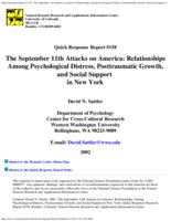 The September 11th attacks on America : relationships among psychological distress, posttraumatic growth, and social support in New York